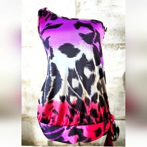VENUS Purple and Black Animal Print Top Size Small.NWOT